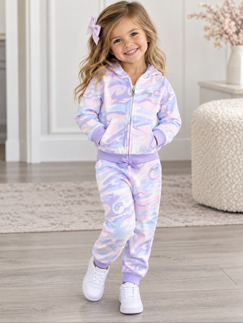 Juicy Couture Kids Pastel Velour Tracksuit Hoodie Jogger Set Y2K Size 3T